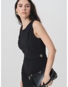 Guess Rochie midi cambrata cu decolteu rotund - Negru