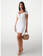 Guess Rochie mini cambrata din amestec de in - Alb