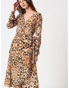 Guess Rochie vaporoasa cu imprimeu si decolteu in V - Maro