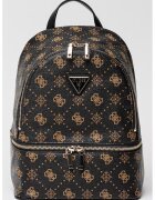 Guess Rucsac din piele ecologica cu model monograma si fermoar - Maro inchis/Bej