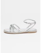 Guess Sandale de piele cu bareta pe glezna - Argintiu