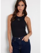Guess Top cu striatii si logo din strasuri - Negru