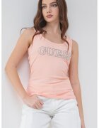 Guess Top de bumbac cu imprimeu - Piersica