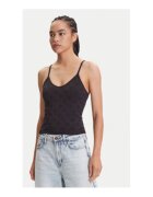 Guess Top din amestec de poliamida cu bretele subtiri si model logo