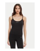 Guess Top din material elastic cu logo metalic si decolteu rotund