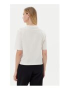 Guess Tricou bumbac cu model uni si decolteu la baza gatului - Ecru