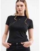 Guess Tricou cambrat cu strasuri - Negru stins