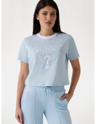 Guess Tricou crop cu logo - pentru fitness - Alb/Albastru deschis