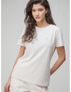 Guess Tricou cu decolteu la baza gatului si aplicatie logo discreta - Alb fildes