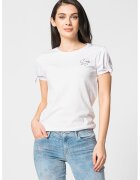 Guess Tricou cu decolteu la baza gatului si prindere la maneci - Alb