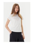 Guess Tricou cu imprimeu inima si strasuri - Ecru