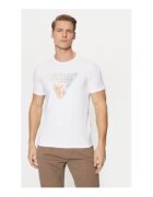 Guess Tricou din amestec de bumbac cu imprimeu logo - Alb