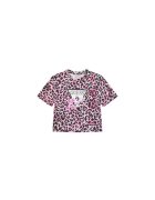 Guess Tricou din amestec de bumbac organic cu decolteu la baza gatui si model animal print