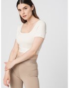 Guess Tricou din amestec de modal cu decolteu patrat pentru fitness - Alb murdar