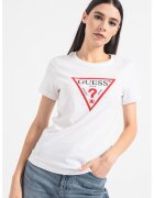 Guess Tricou din bumbac cu imprimeu logo - Rosu/Alb