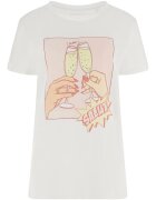 Guess Tricou din bumbac cu imprimeu si aplicatii cu strasuri - Alb/Roz pal