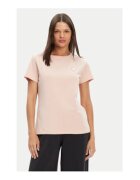 Guess Tricou regular fit cu model uni - decolteu la baza gatului si aplicatie metalica