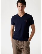 Guess Tricou slim fit cu decolteu in V - Bleumarin