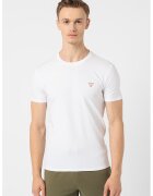 Guess Tricou slim-fit cu decolteu la baza gatului - Alb