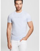 Guess Tricou slim fit cu logo brodat - Albastru deschis
