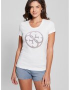 Guess Tricou slim fit cu logo din strasuri - Alb