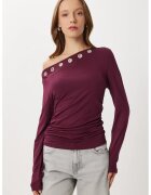 Happiness Istanbul Bluza dama - - din viscoza - guler asimetric - Rosu