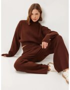 Happiness Istanbul Costum dama - - set coordonat din doua piese - jumatate de guler - maro - tricot - One Size