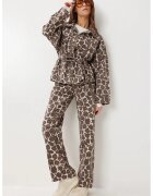 Happiness Istanbul Costum dama - - set din doua piese - imprimeu leopard - maro - textil