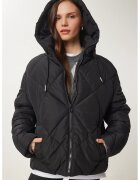 Happiness Istanbul Geaca de puf - - groasa - cu gluga - neagra - textila - Negru