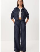Happiness Istanbul Set din doua piese - - denim - talie inalta - guler tip jacheta - albastru marin