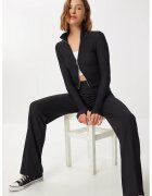 Happiness Istanbul Set tricotat din doua piese - - guler cu fermoar - elastic - negru - tricot