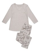 Henderson Pijama dama bej - bumbac - imprimeu floral - maneca lunga - lungi