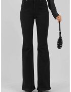 HiCCUP Blugi dama - evazati cu talie inalta - negru - denim