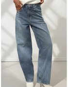 HiCCUP Blugi dama - largi din denim - albastru deschis - croiala baggy