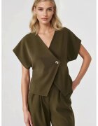 HiCCUP Bluza dama - ajustata - decolteu in V - textil - Verde