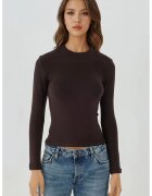 HiCCUP Bluza dama - croiala slim fit - tricot - Mocha Brown - Maro