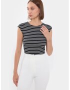 HiCCUP Bluza dama - cu maneca scurta - dungi - negru - jerseu