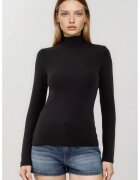 HiCCUP Bluza dama - slim fit - guler inalt - negru - viscoza