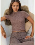 HiCCUP Bluza dama - tricotata - slim fit - maro cognac - poliester