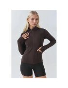 HiCCUP Bluza sport dama - tricot - mulat - guler inalt - maro mocha inchis