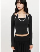 HiCCUP Bluze dama - bluza tricotata - maneca lunga - negru - jerseu