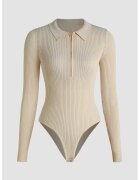 HiCCUP Body cu fermoar - guler polo - bej - poliester