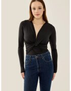 HiCCUP Body slim fit - decolteu in V - negru - poliester - Negru