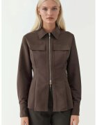 HiCCUP Camasa dama - mulata cu maneca lunga - detaliu cu fermoar - maro cafeniu - textil
