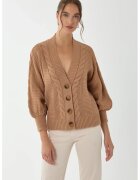 HiCCUP Cardigan - cu decolteu in V si nasturi - acril - Castaniu-maro