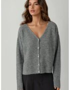 HiCCUP Cardigan Femei decolteu in V - Gri carbune - tricot