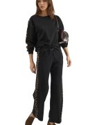 HiCCUP Compleu dama - set coordonat doua piese - talie inalta - imprimeu leopard - negru
