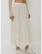 HiCCUP Fusta maxi dama poliester/elastan - talie inalta - alb