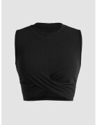 HiCCUP Maiou crop - tricotat - asimetric - negru - poliester -
