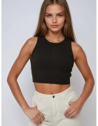 HiCCUP Maiou Crop tricotat - decolteu halter - negru - bumbac